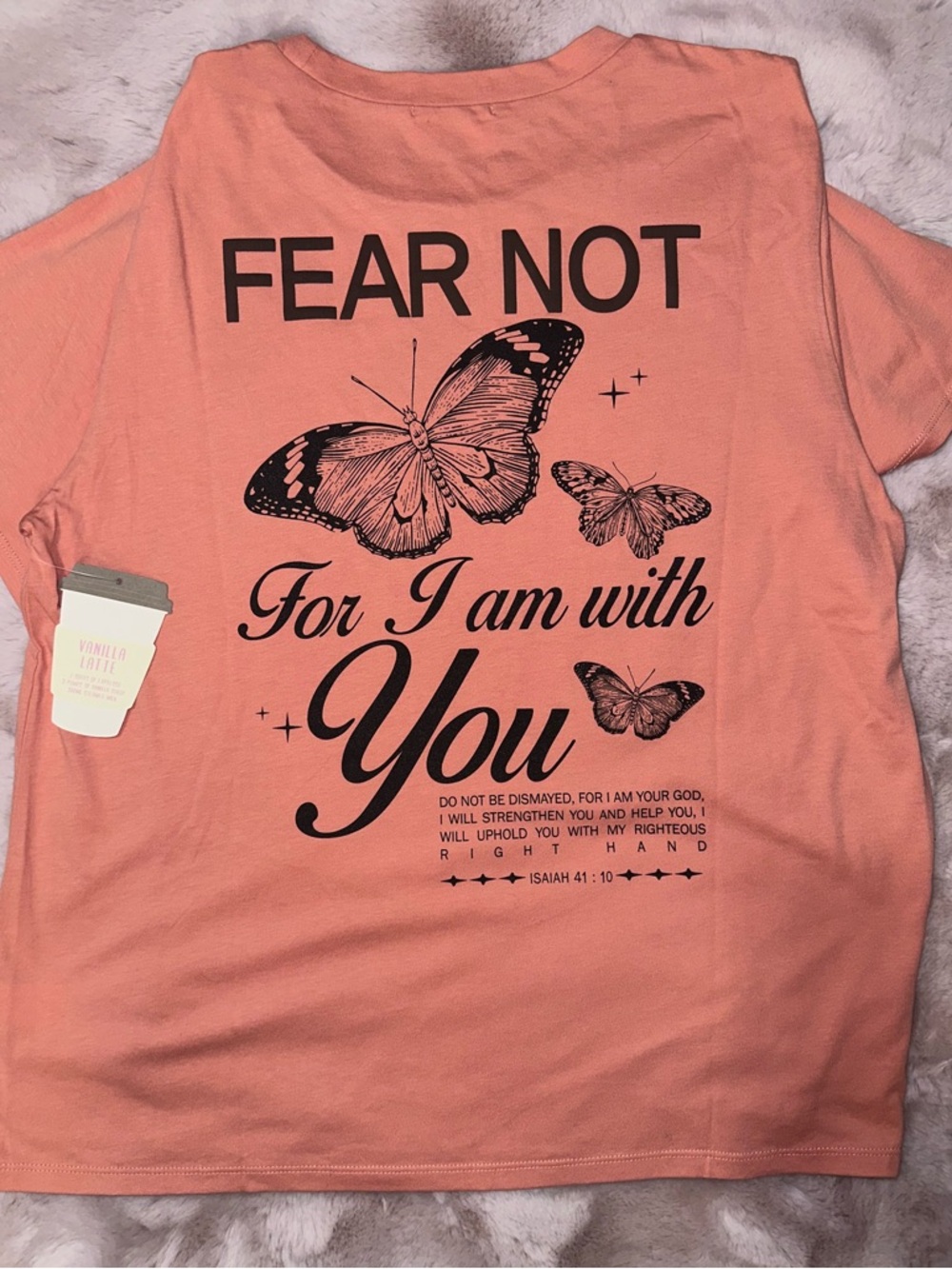 Fear Not Butterfly Graphic Tee - Coral Pink
